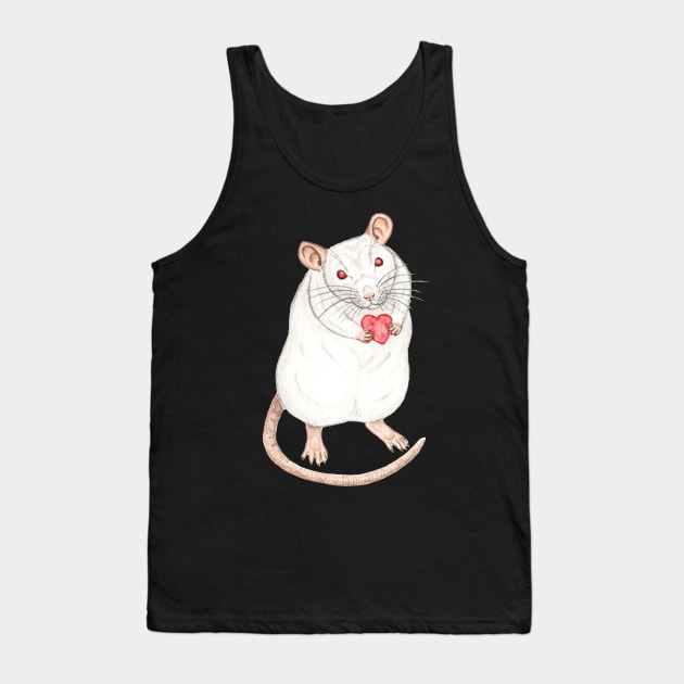 Albino Rat with Heart Tank Top by WolfySilver